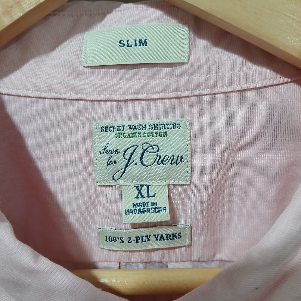 J Crew Oxford Shirt XL Pink Slim Secret Wash Cotton Poplin Organic 100’s 2 Ply